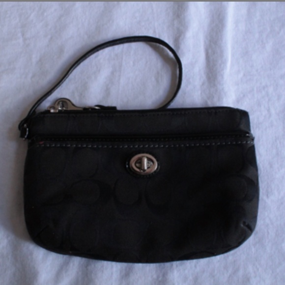 2000's Black Parker Signature Coach Canvas Fabric Wristlet - Picture 1 of 4